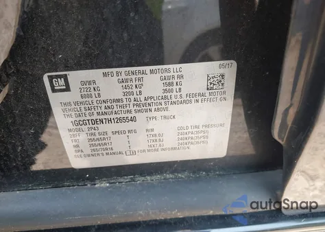 2017 Chevrolet Colorado Z71 из США, поврежденный, VIN 1GCGTDEN7H1265540